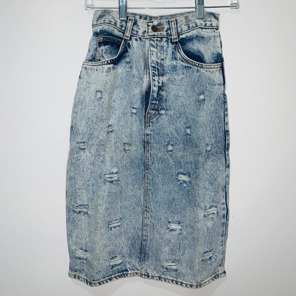 1990s NO EXCUSES acid wash denim skirt size 5 - Picture 1 of 5
